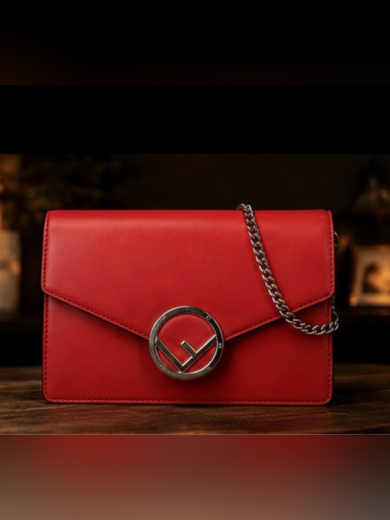 Fendi Handbags - Fendi Kan I F Logo Chain Wallet Crossbody Bag ❤️ Red Leather New Without Tags ❤️